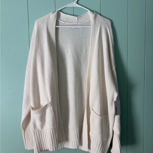 Sonoma NEW with tags plus size white open cardigan pockets 1X cotton/acrylic